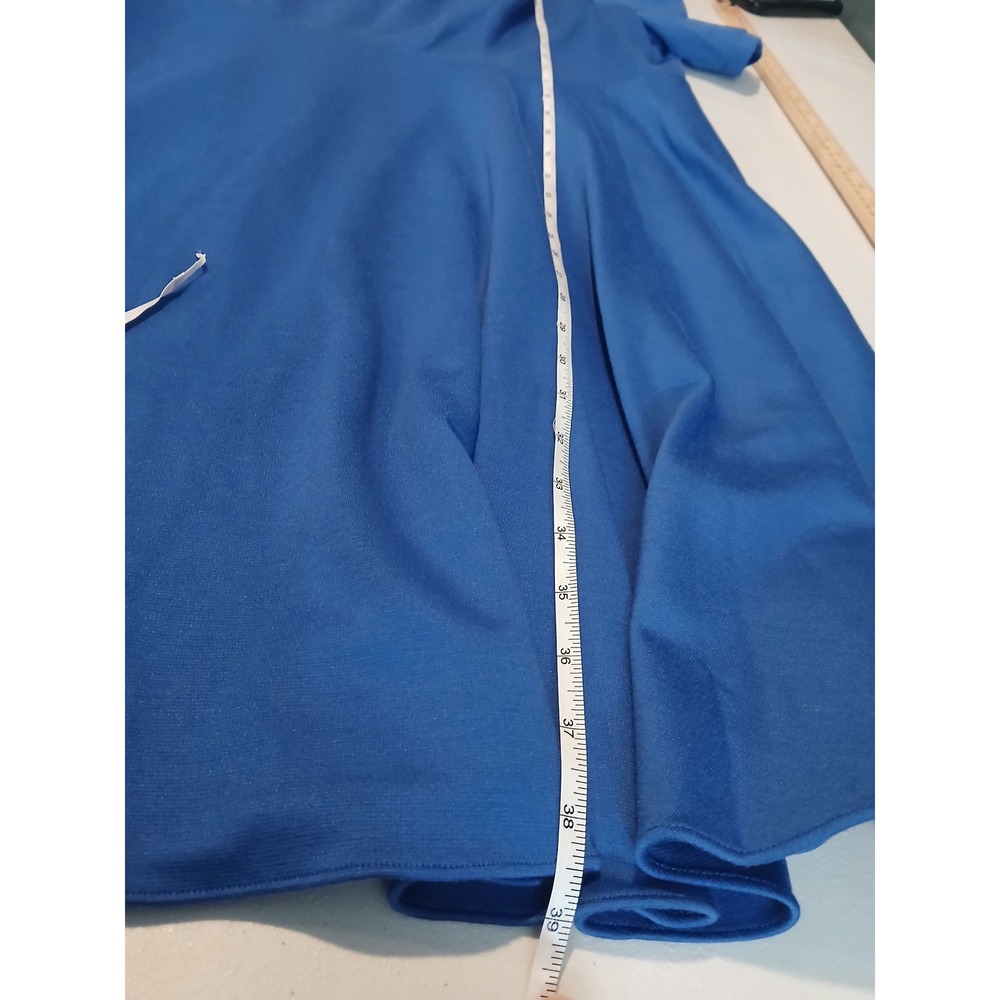 MBN 3x Blue Fit and Flare Dress Short Sleeve Pleated Skirt Plus Modest - Picture 7 of 12